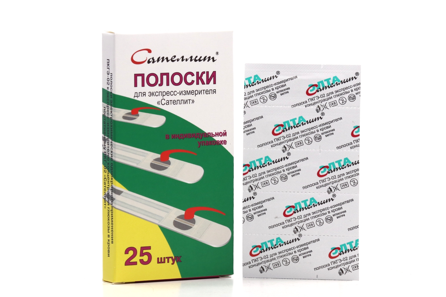 Тест-полоски Сателлит ПГКЭ-02 к эспр измер, 25 шт