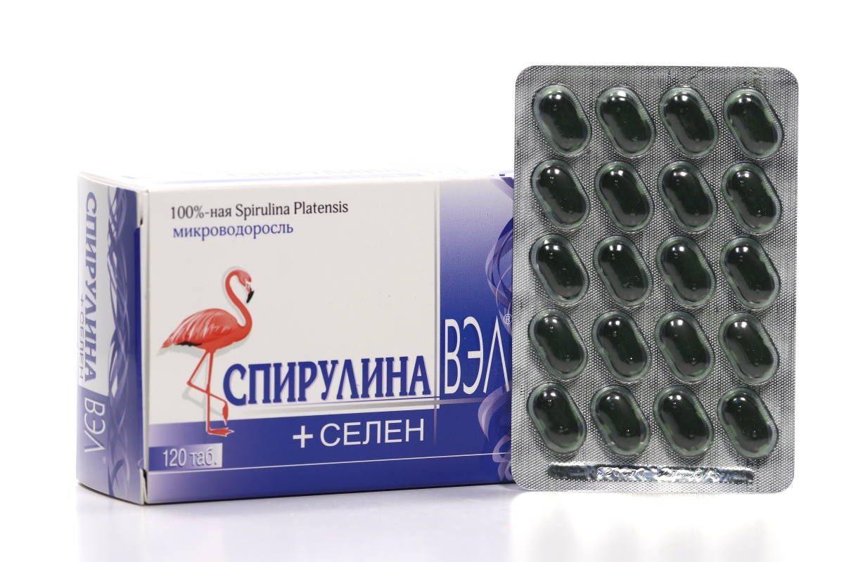 Спирулина Вэл+Селен, 0,5 г, 120 шт, таблетки