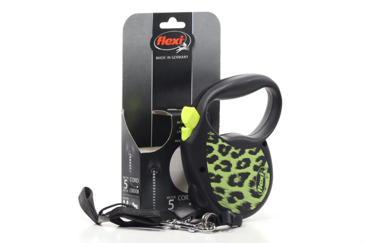 Поводок-рулетка Flexi safari cord M 5 м 20 кг черный с желтым
