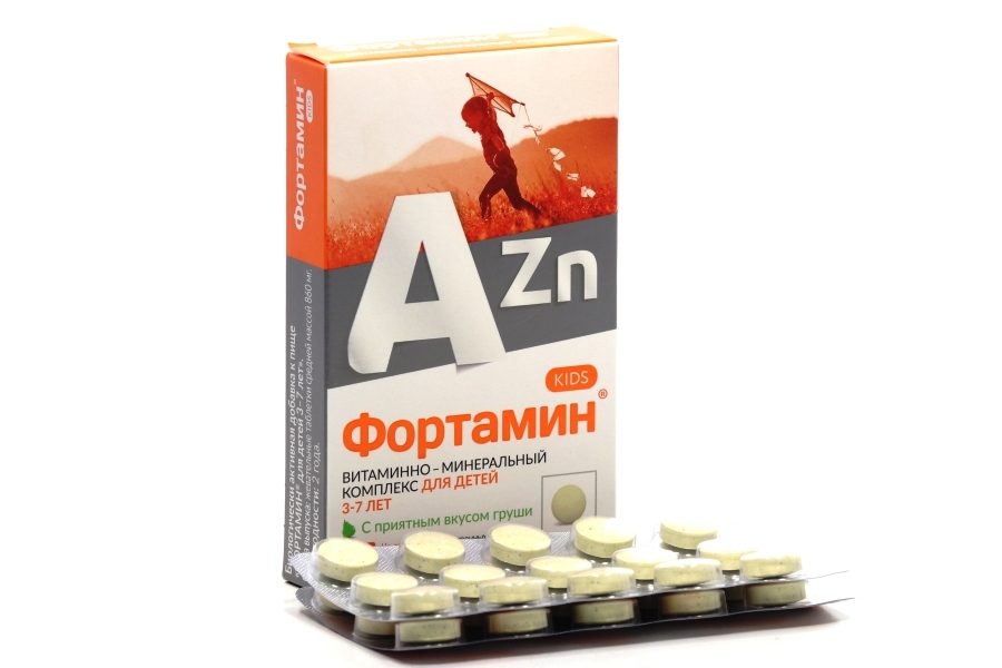 Витаминно-Минеральный компл Фортамин от А до Цинка д/детей 3-7 лет груша, 30 шт, таблетки жевательные