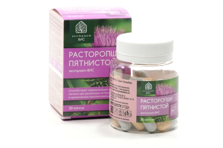 Расторопши пятнистой экстракт-ВИС, 0,4 г, 30 шт, капсулы