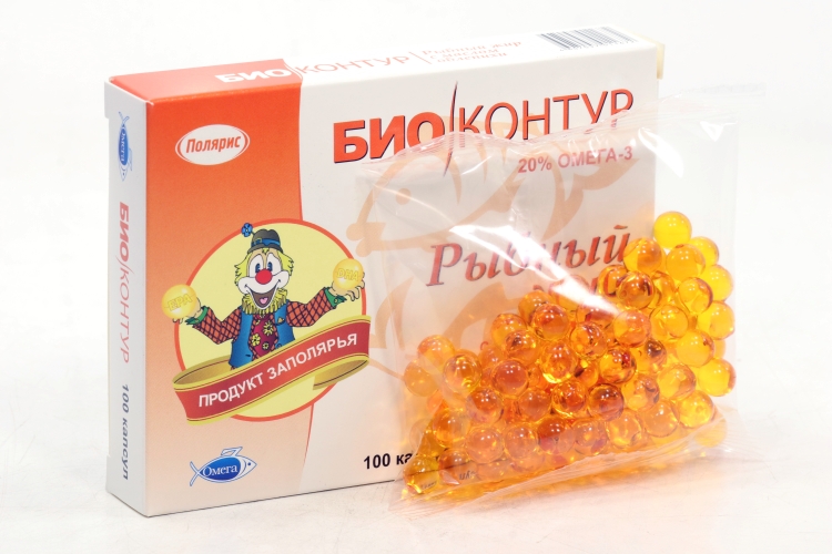 Рыбный жир с маслом облепихи, 330 мг, 100 шт, капсулы