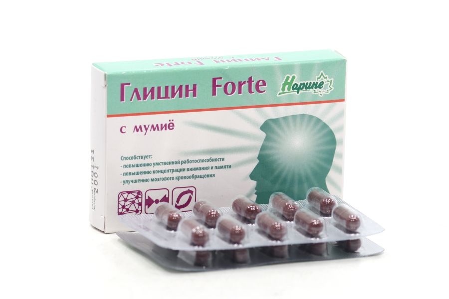 Глицин Forte с мумие, 0,23 г, 20 шт, капсулы