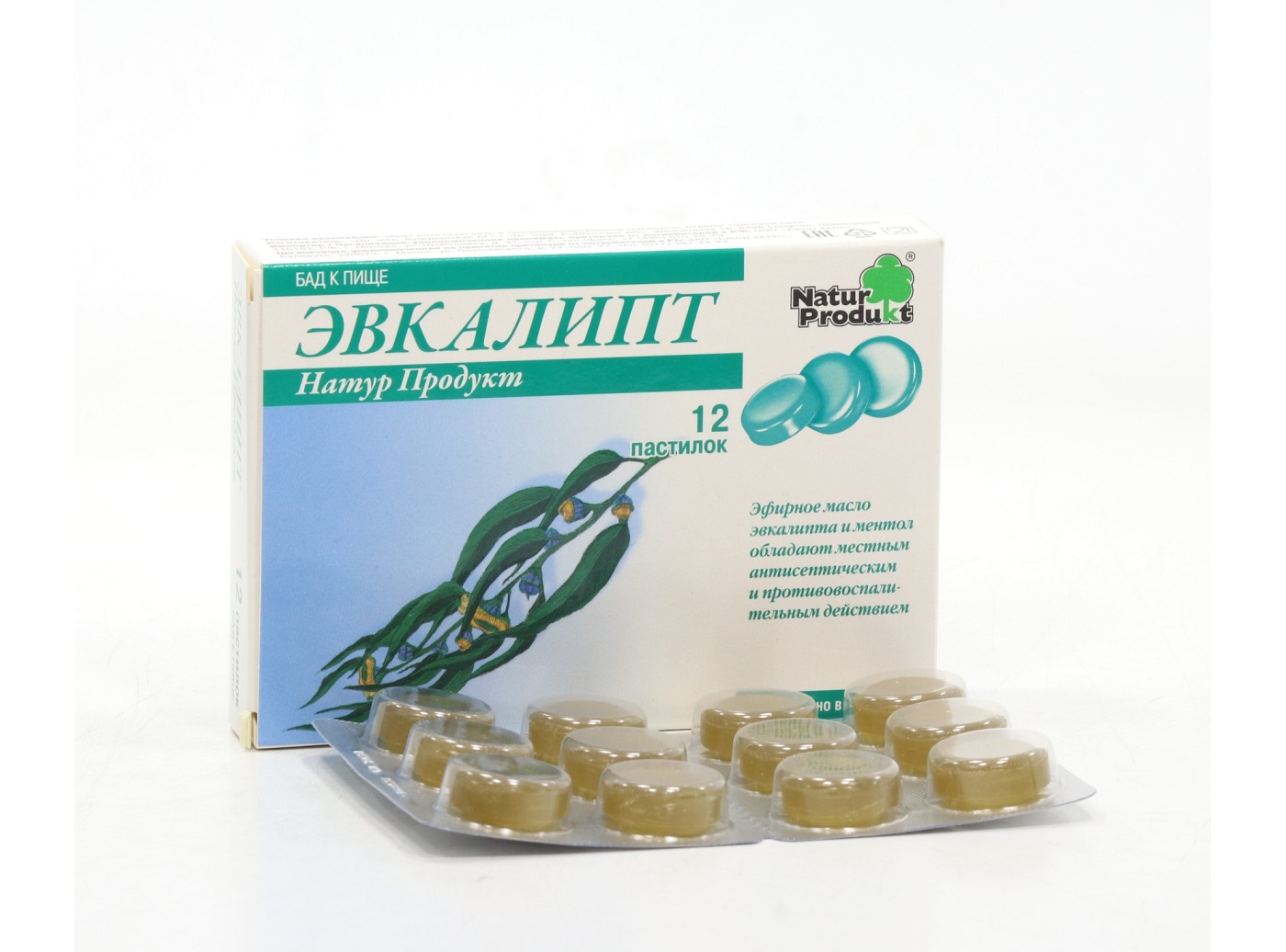 Эвкалипт Натур Продукт, 2,5 г, 12 шт, пастилки