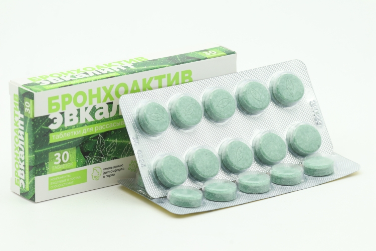 Эвкалипт Бронхоактив д/горла и отхаркив, 30 шт, таблетки для рассасывания