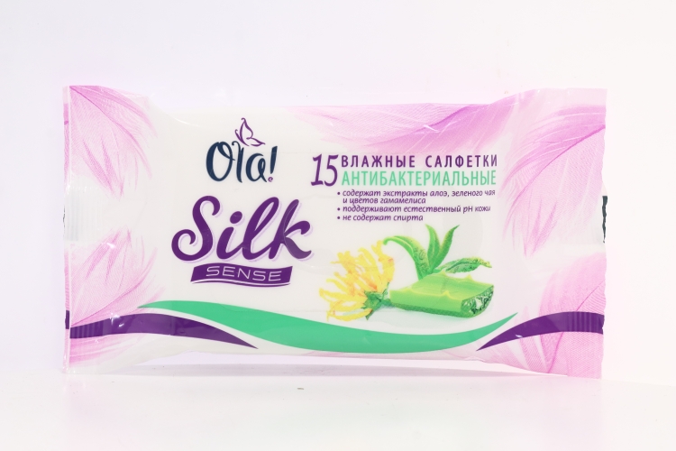 Салфетки Ола SILK SENSE влажн антибактер экстр алоэ/зел чай, 15 шт
