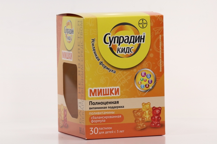 Супрадин Кидс Мишки, 4 г, 30 шт, пастилки жевательные
