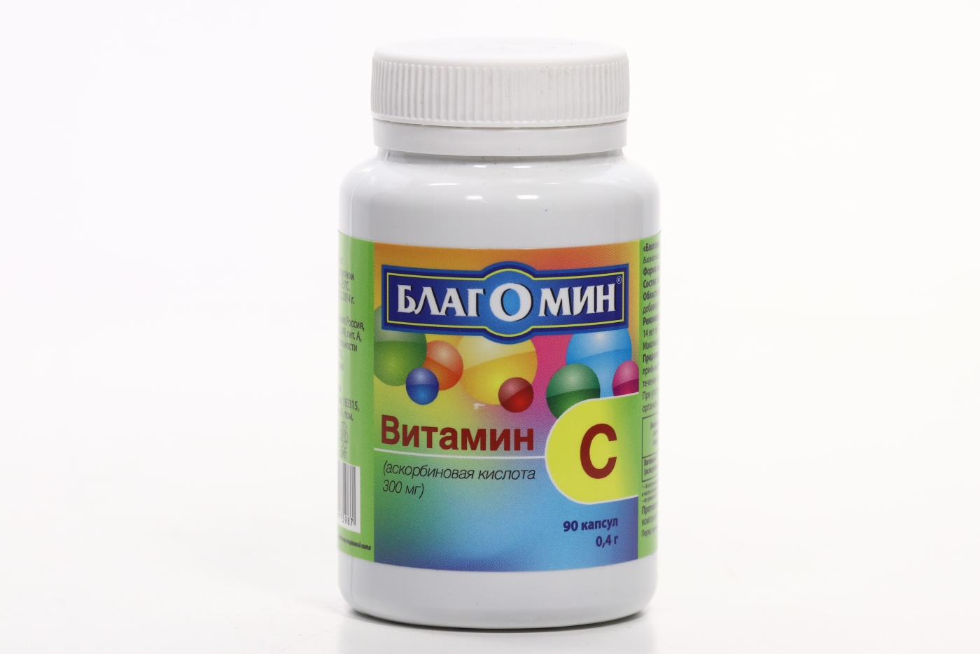 Благомин Витамин С (аскорбиновая кислота), 0,4 г, 90 шт, капсулы
