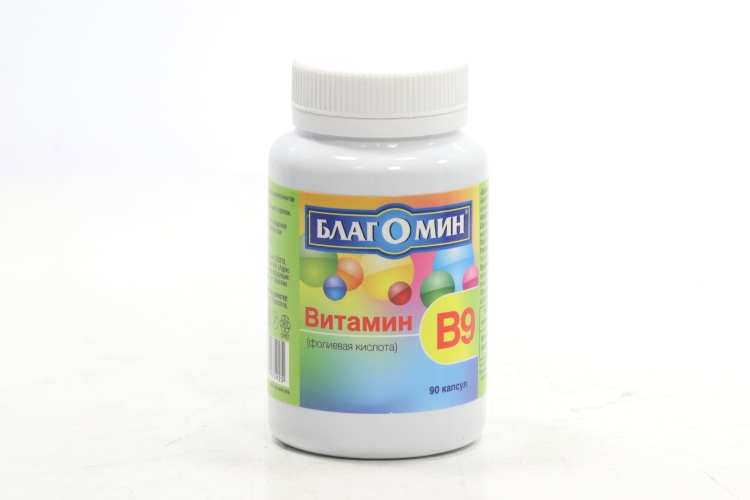 Благомин Витамин В9 (фолиевая кислота), 0,2 г, 90 шт, капсулы