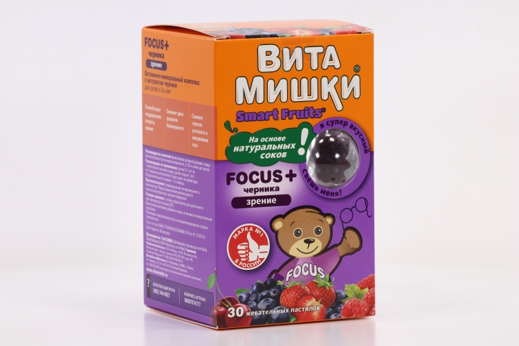 ВитаМишки Фокус+черника, 30 шт, пастилки жевательные
