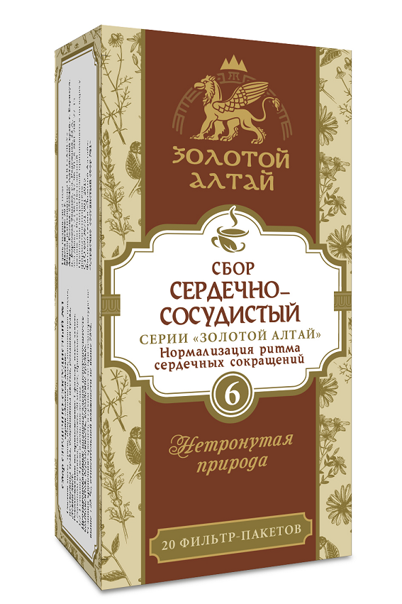 Сердечно-сосудистый сбор №6 Золотой Алтай нормализ ритма сердеч сокращений, 1,5 г, 20 шт