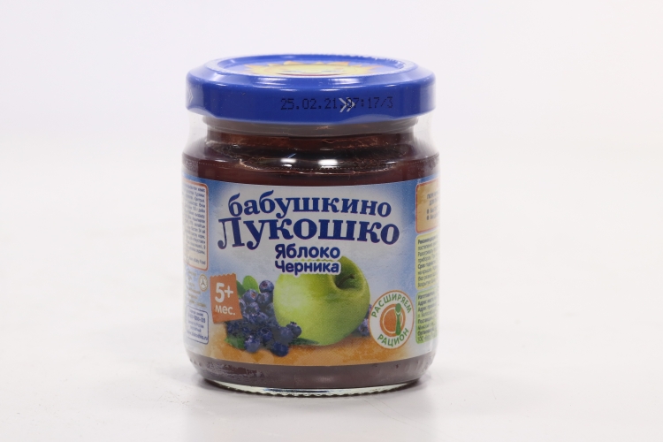 Пюре Бабушкино лукошко Яблоко с черникой (с 5 мес), 100 г
