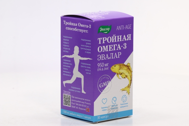 Тройная Омега-3 950 мг ЭПК/ДГК, 30 шт, капсулы