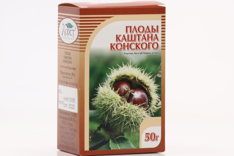 Конского каштана плоды, 50 г, сырье растительное измельченное