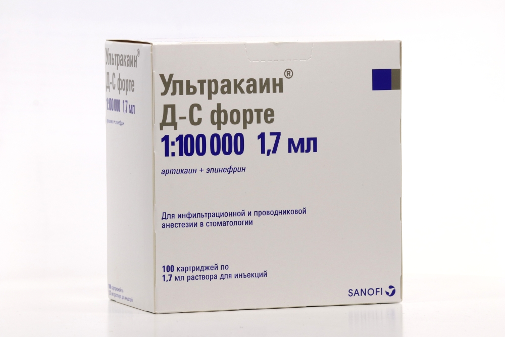Ультракаин Д-С форте, 1,7 мл, 100 шт, раствор для инъекций