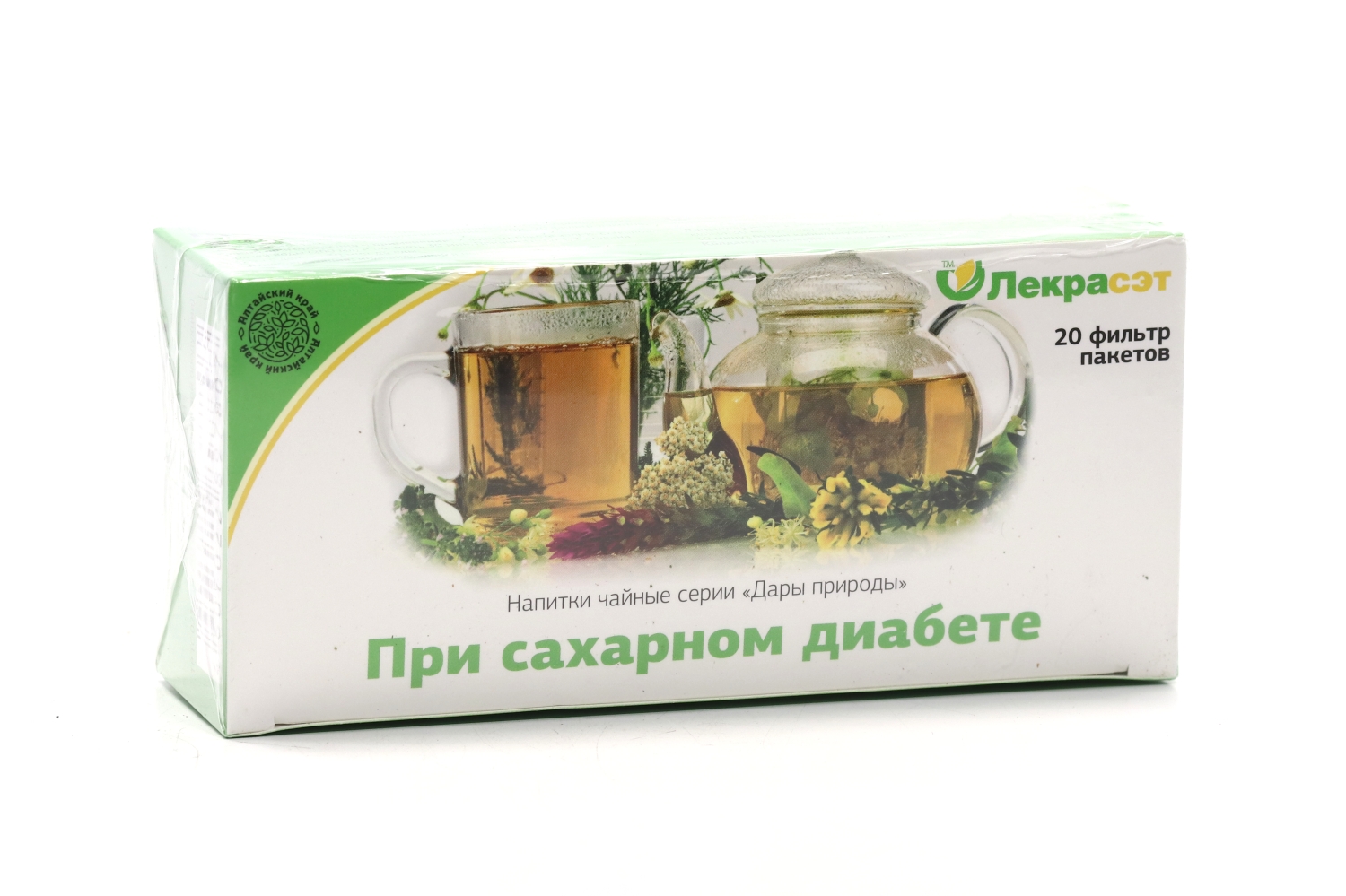 Чайный напиток Дары природы Лекрасэт При сахарном диабете, 1,5 г, 20 шт, фильтр-пакет