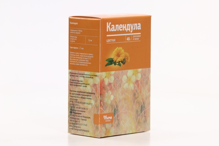 Календула, 40 г, сырье растительное измельченное