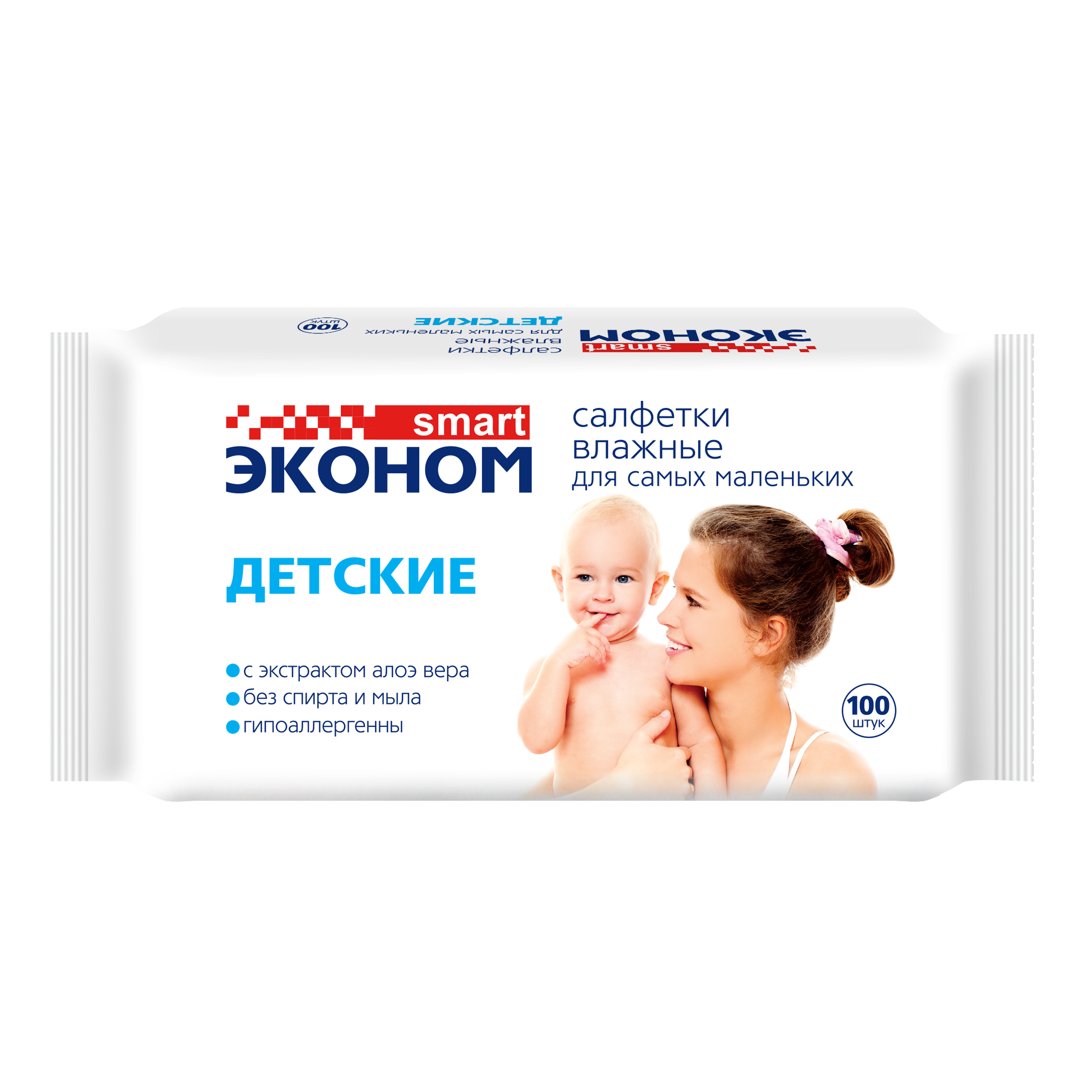 Салфетки влаж Эконом Смарт дет с экстр алоэ вера, 100 шт