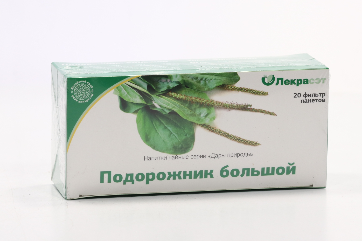 Чайный напиток Дары природы Лекрасэт Подорожник большой листья 1,5 г, 20 шт, фильтр-пакет