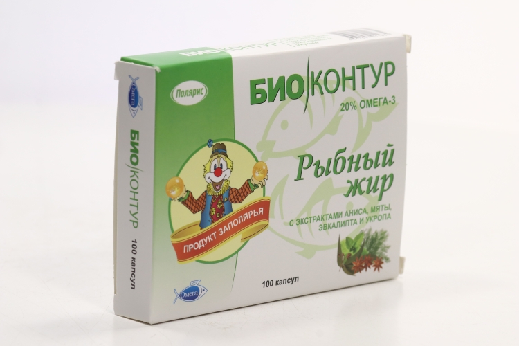 Рыбный жир с экстрактом Аниса/Мяты/Эвкалипта/Укропа, 330 мг, 100 шт, капсулы
