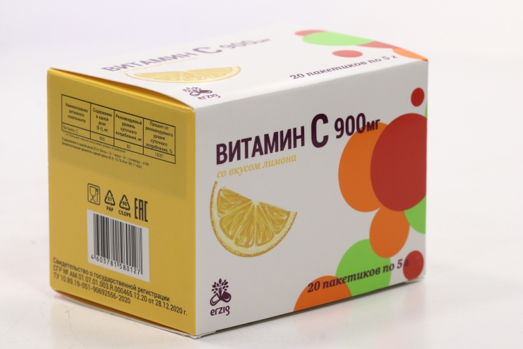 Витамин С 900 лимон, 5 г, 20 шт, пакет-саше