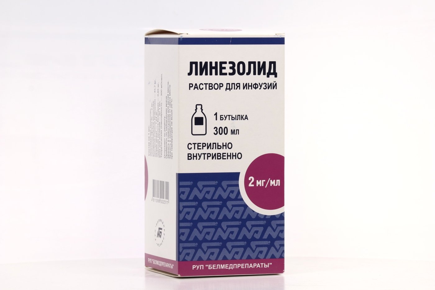 Линезолид 2 мг/мл, 300 мл, раствор для инфузий (пачка картонная)