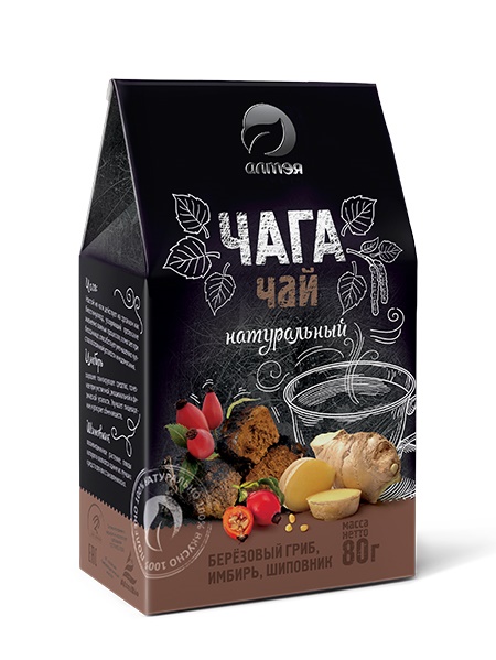 Чага гриб Алтэя с имбирем/шиповником фиточай, 80 г