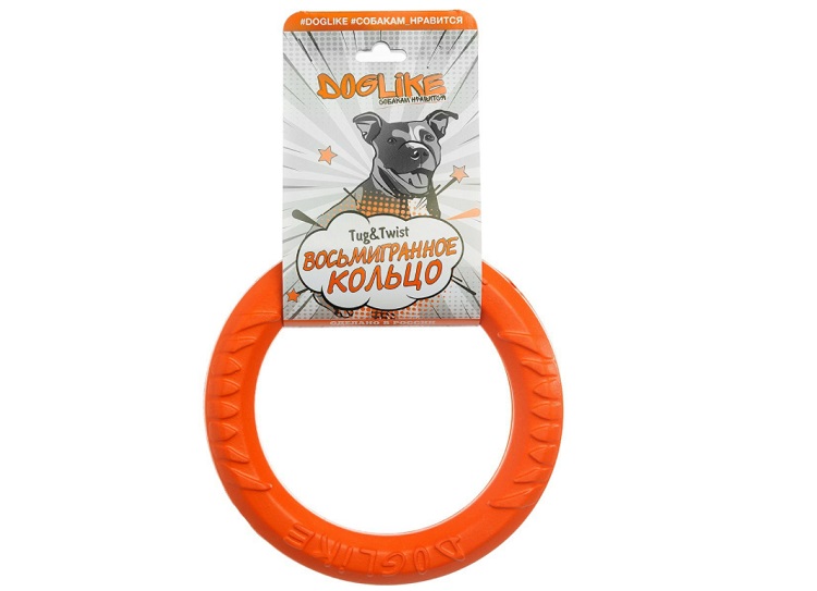 Игрушка Доглайк для собак кольцо восьмигранное миниатюрное оранжевое диаметр 16 см