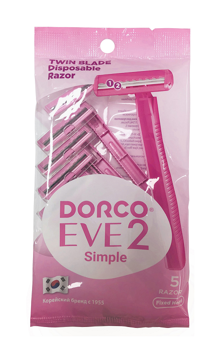 Бритвы одноразовые DORCO EVE2 Simple TD 2-лезвийные фикс.головка женские 5 шт