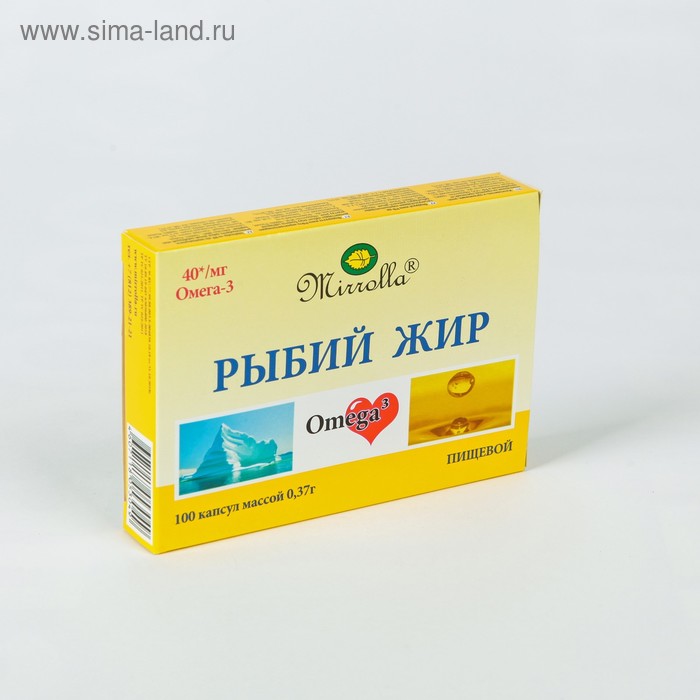 Капсулы «Мирролла» пищевой рыбий жир, 100 капсул по 0,37 г.