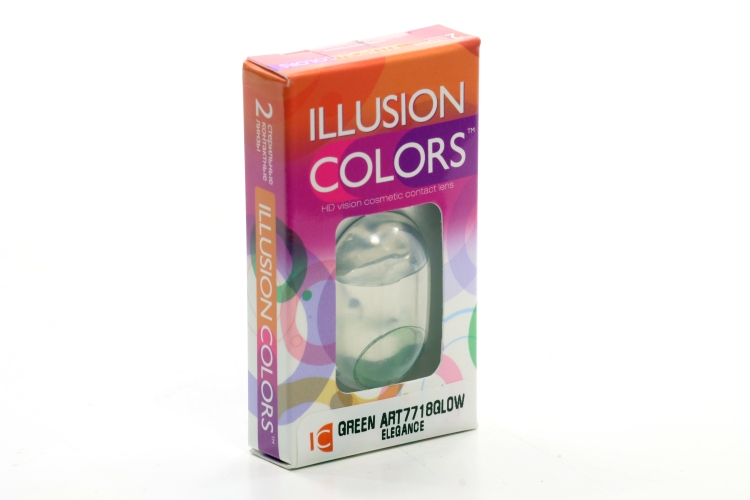 Линзы ILLUSION colors el GREEN GLOW контактные - 0.00/14.0/8.6/ 2 шт