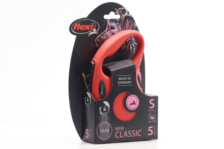 Поводок-рулетка Flexi new classic tape S 5 м до 15 кг красный