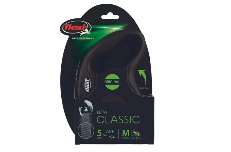 Поводок-рулетка Flexi new classic tape M 5 м до 25 кг черный