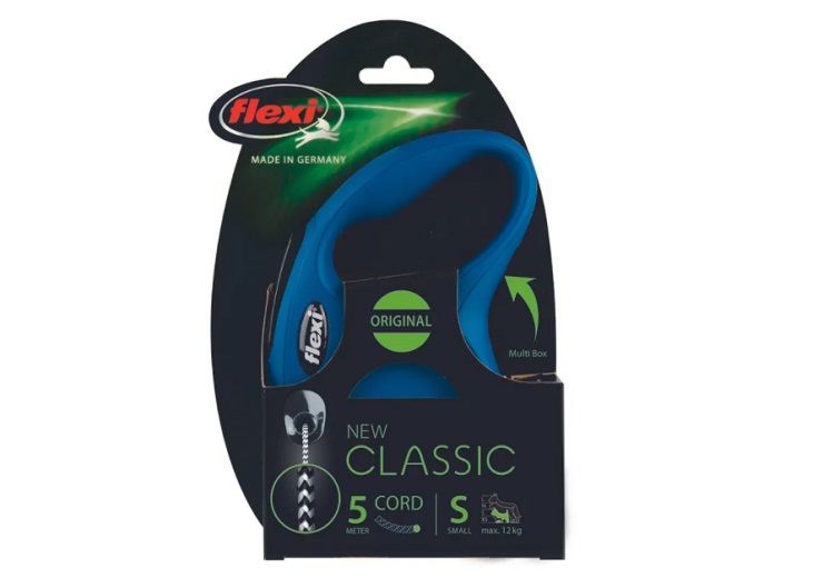 Поводок-рулетка Flexi new classic cord S 5 м 12 кг синий