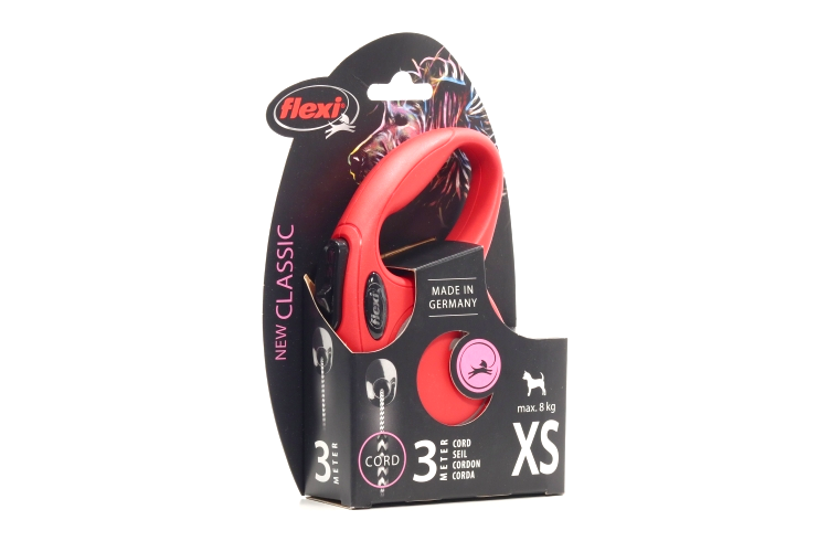 Поводок-рулетка Flexi new classic cord XS 3 м 8 кг красный