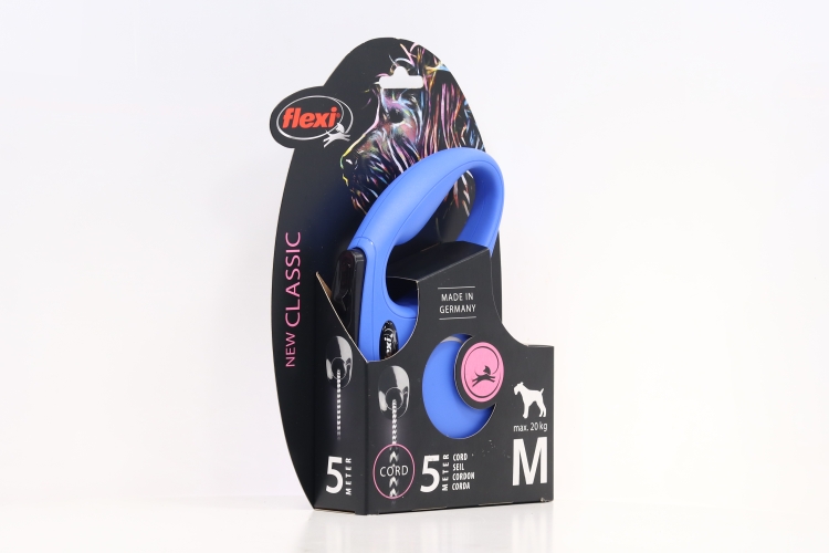 Поводок-рулетка Flexi new classic cord M 5 м 20 кг синий