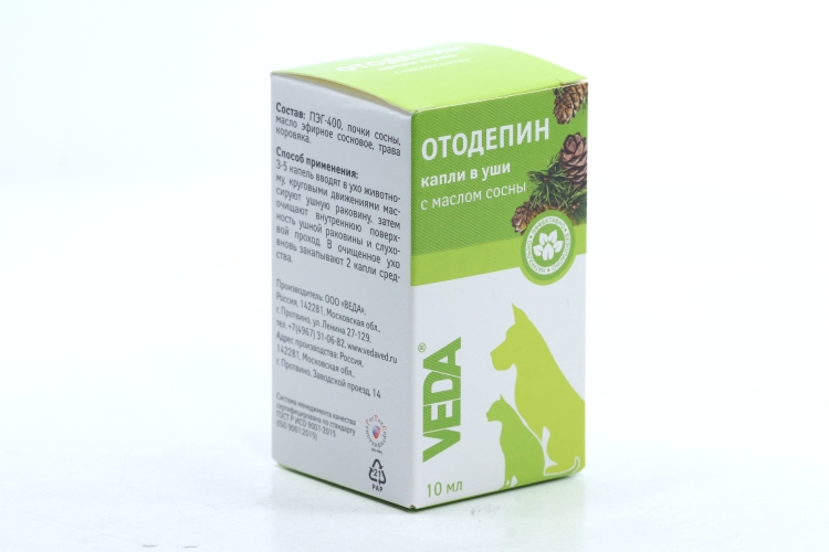 Капли VEDA отодепин в уши с маслом сосны зоогигиенические защитные 10 мл