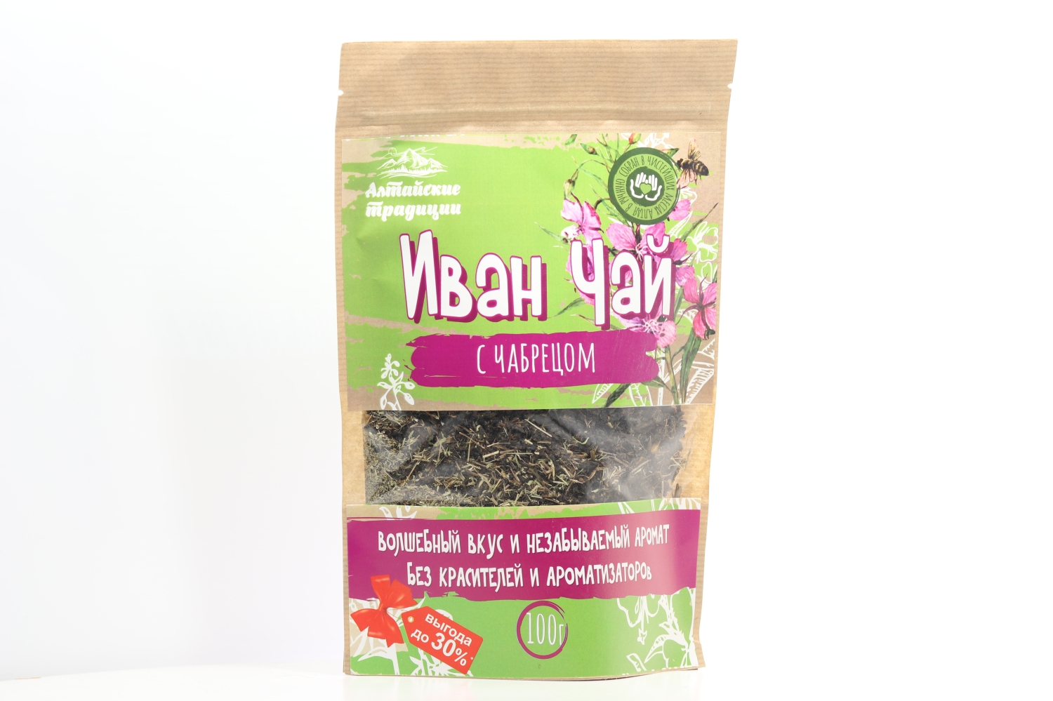 Иван-чай ферментированный с чабрецом, 100 г, крафт-пакет