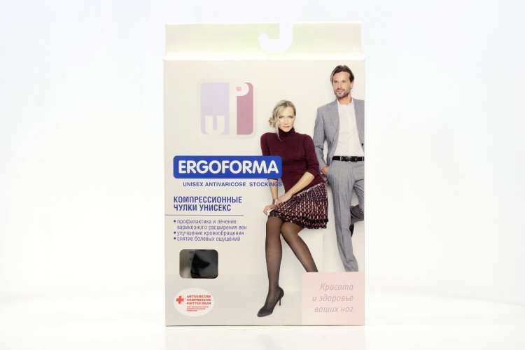 Чулки Ergoforma 2 класс компр открытый носок унисекс р 3, черн