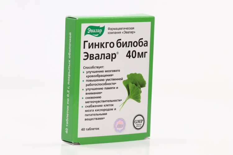 Гинкго Билоба Эвалар 0.2 г, 40 шт, таблетки